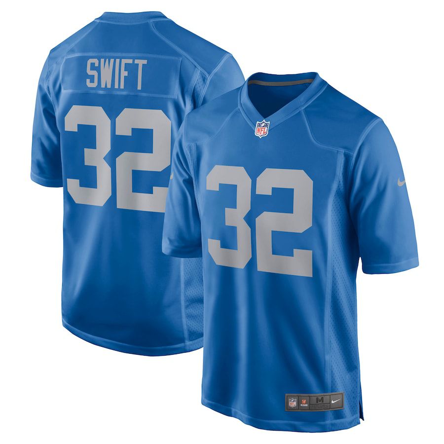 Men Detroit Lions #32 Andre Swift Nike Blue Game Player NFL Jersey